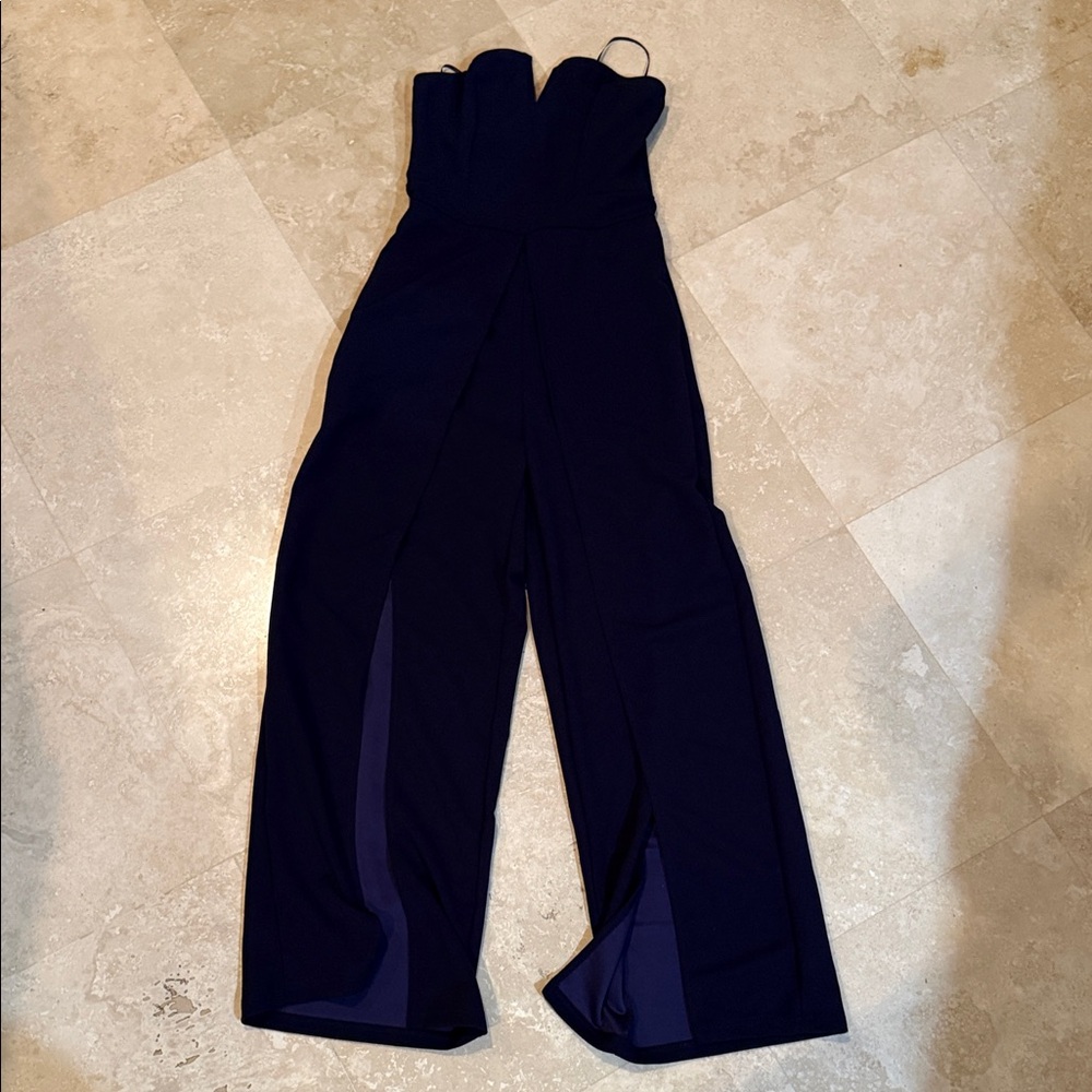 SHEIN Midnight Blue Strapless Jumpsuit